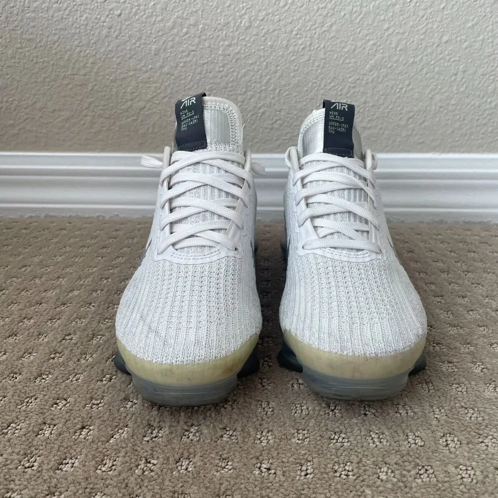 Nike Youth Air‎ Vapormax Flyknit 3 Sneakers Shoes 5.5Y White Silver BQ5238-101